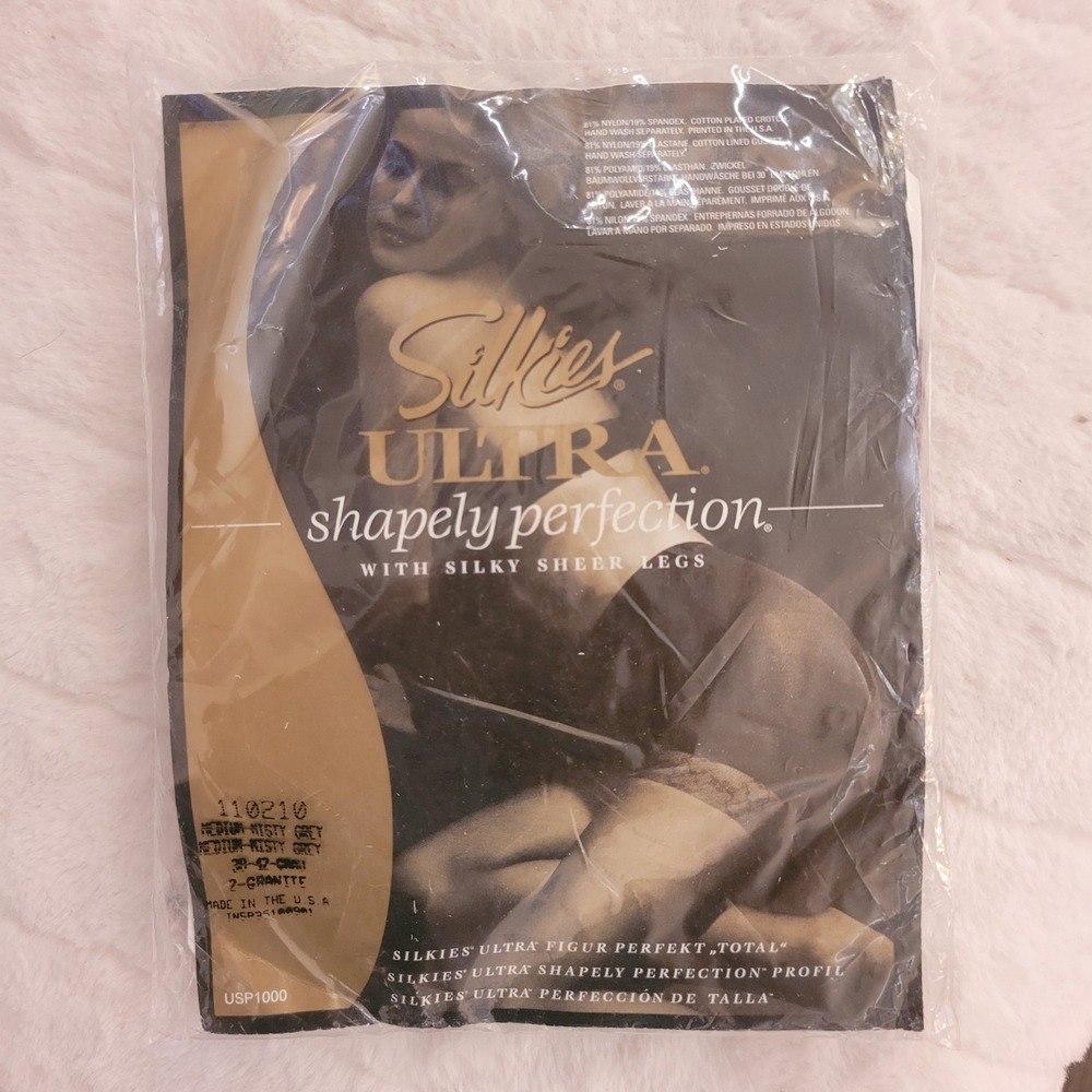Silkies Ultra Shapely Perfection Sheer Control Top Hosiery Misty Grey Medium NWT